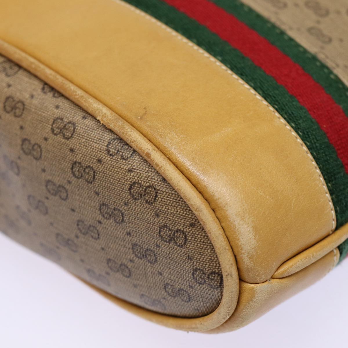GUCCI Micro GG Canvas Web Sherry Line Shoulder Bag Beige Gold 88776