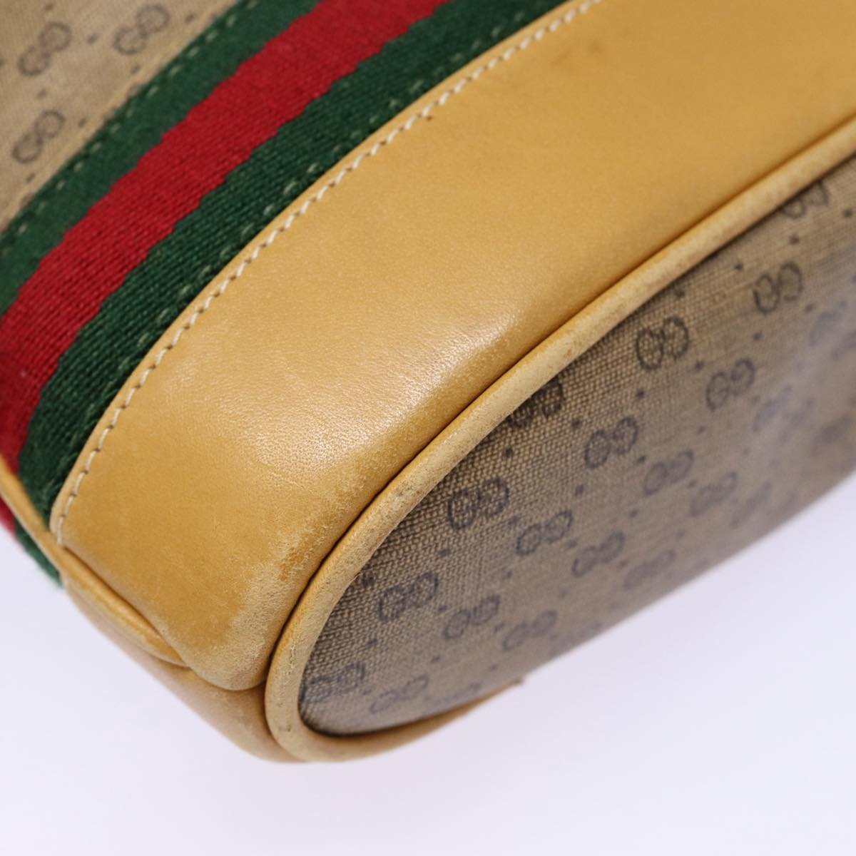 GUCCI Micro GG Canvas Web Sherry Line Shoulder Bag Beige Gold 88776
