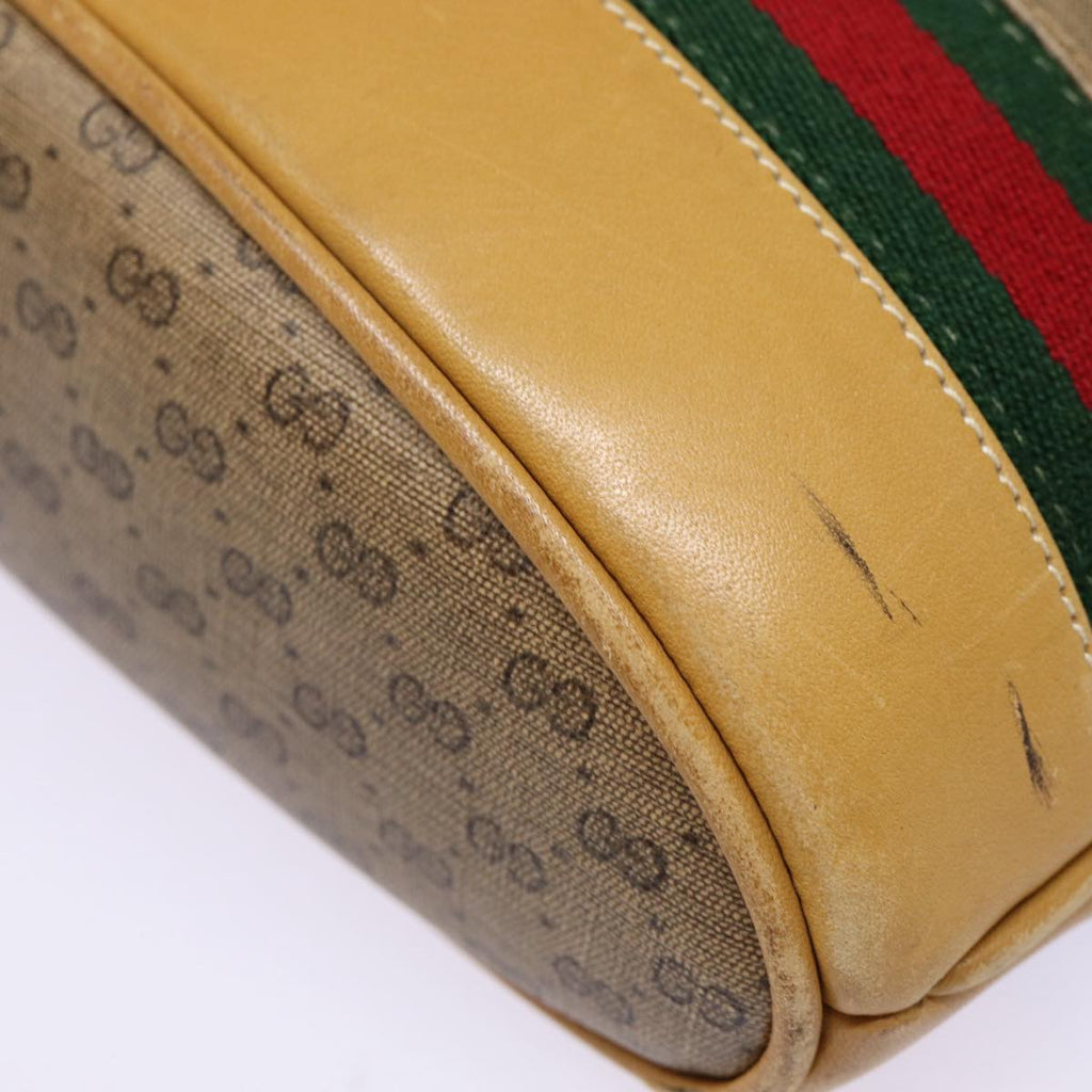 GUCCI Micro GG Canvas Web Sherry Line Shoulder Bag Beige Gold 88776