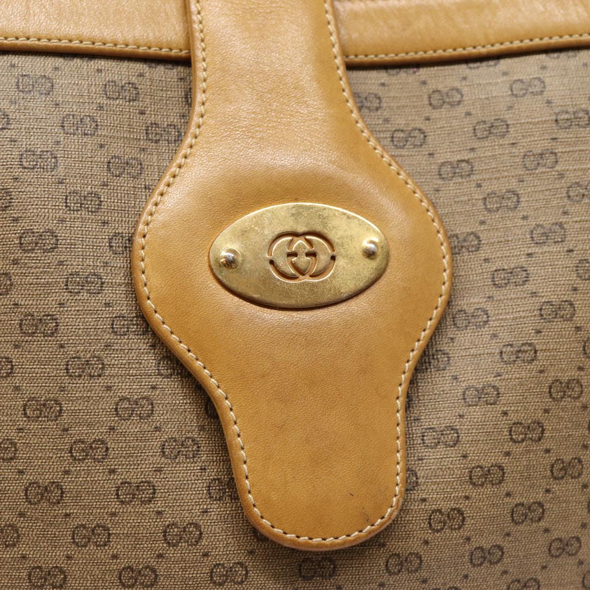 GUCCI Micro GG Canvas Web Sherry Line Shoulder Bag Beige Gold 88776
