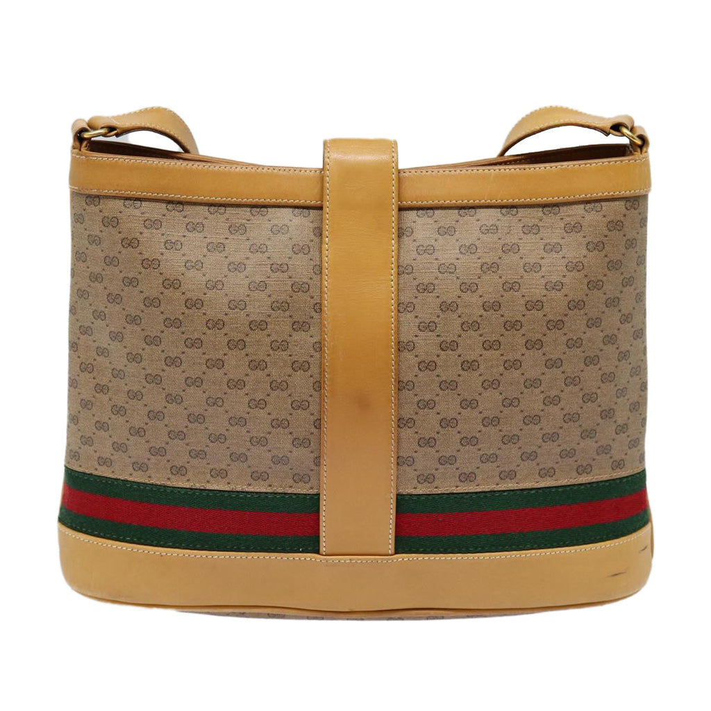 GUCCI Micro GG Canvas Web Sherry Line Shoulder Bag Beige Gold 88776
