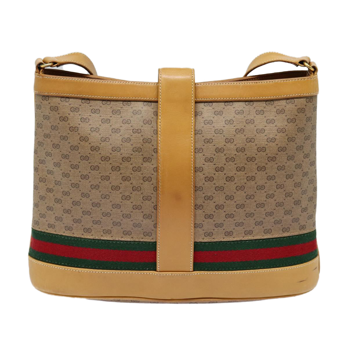 GUCCI Micro GG Canvas Web Sherry Line Shoulder Bag Beige Gold 88776
