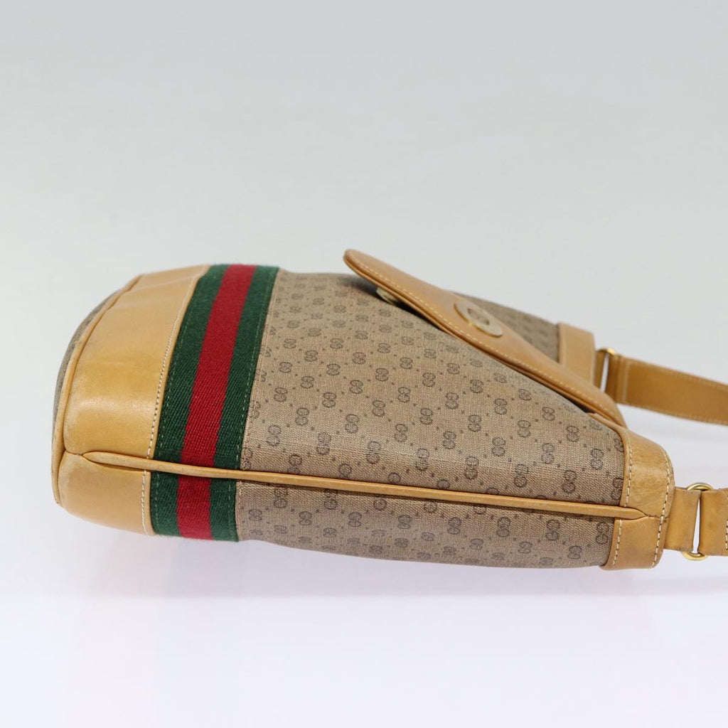 GUCCI Micro GG Canvas Web Sherry Line Shoulder Bag Beige Gold 88776