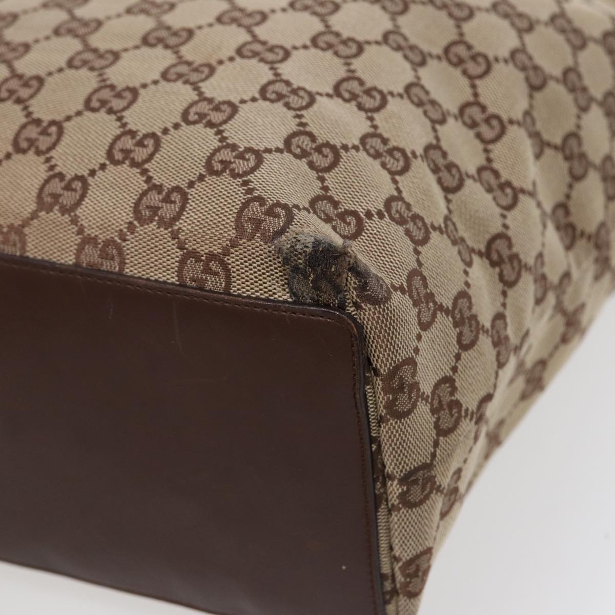 GUCCI GG Canvas Tote Bag Beige Silver 31243 88782