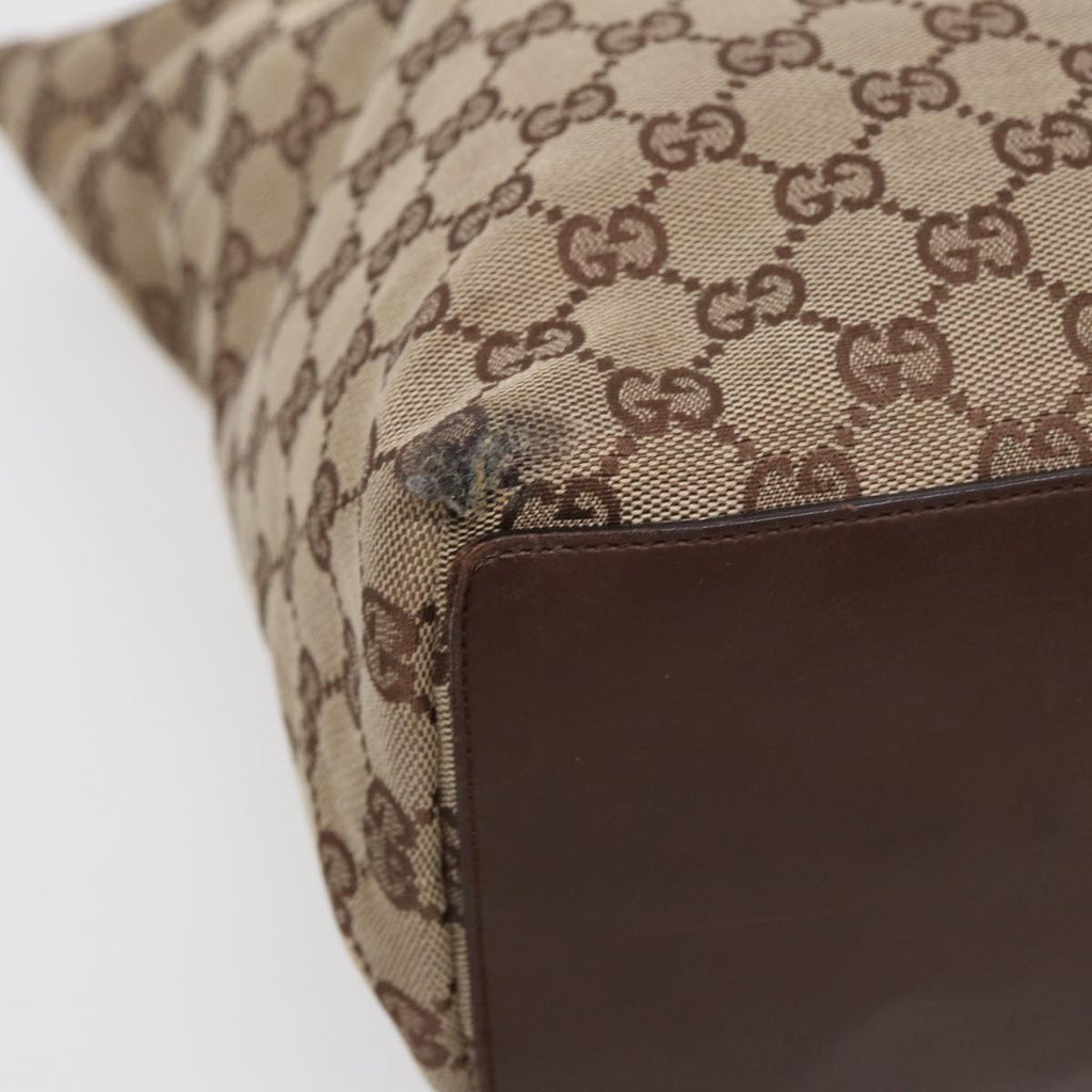GUCCI GG Canvas Tote Bag Beige Silver 31243 88782