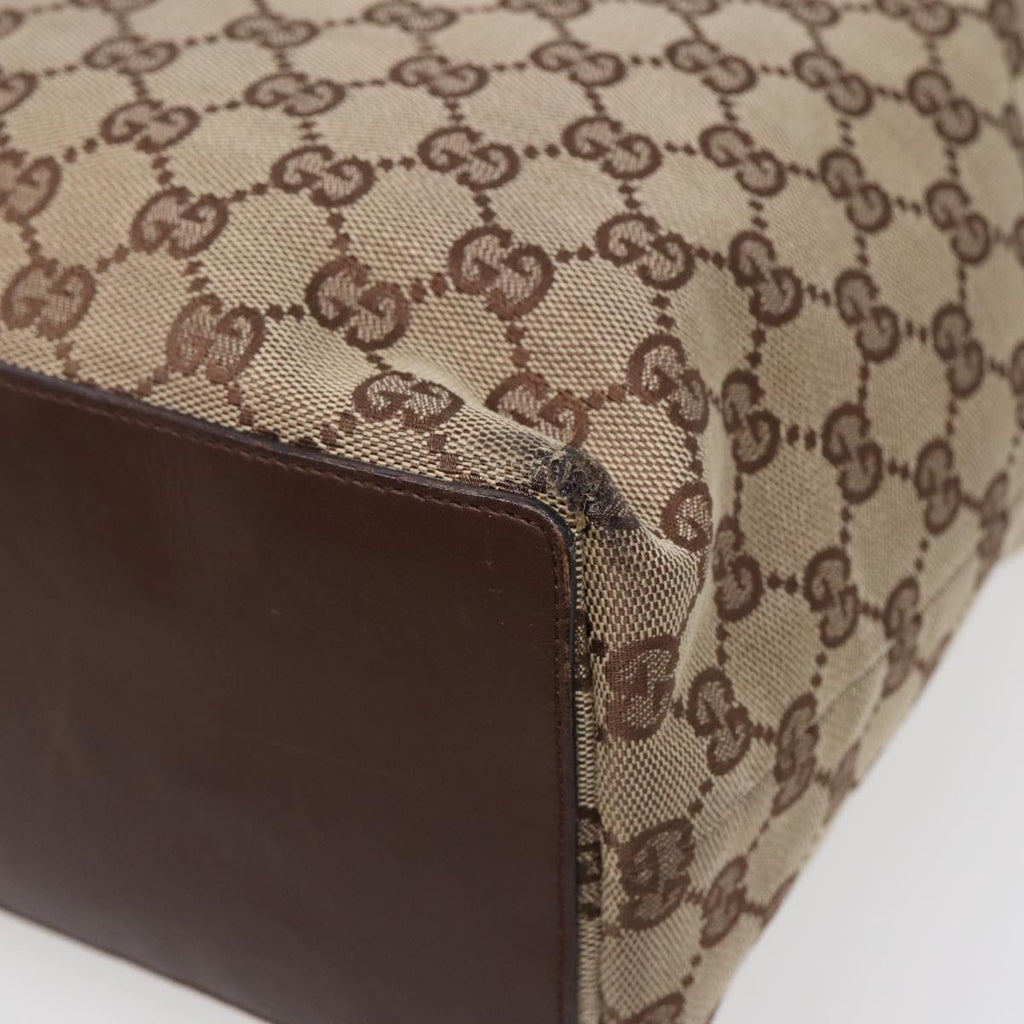 GUCCI GG Canvas Tote Bag Beige Silver 31243 88782
