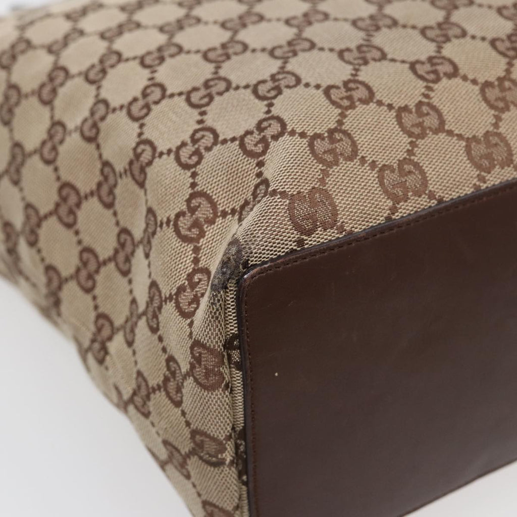 GUCCI GG Canvas Tote Bag Beige Silver 31243 88782