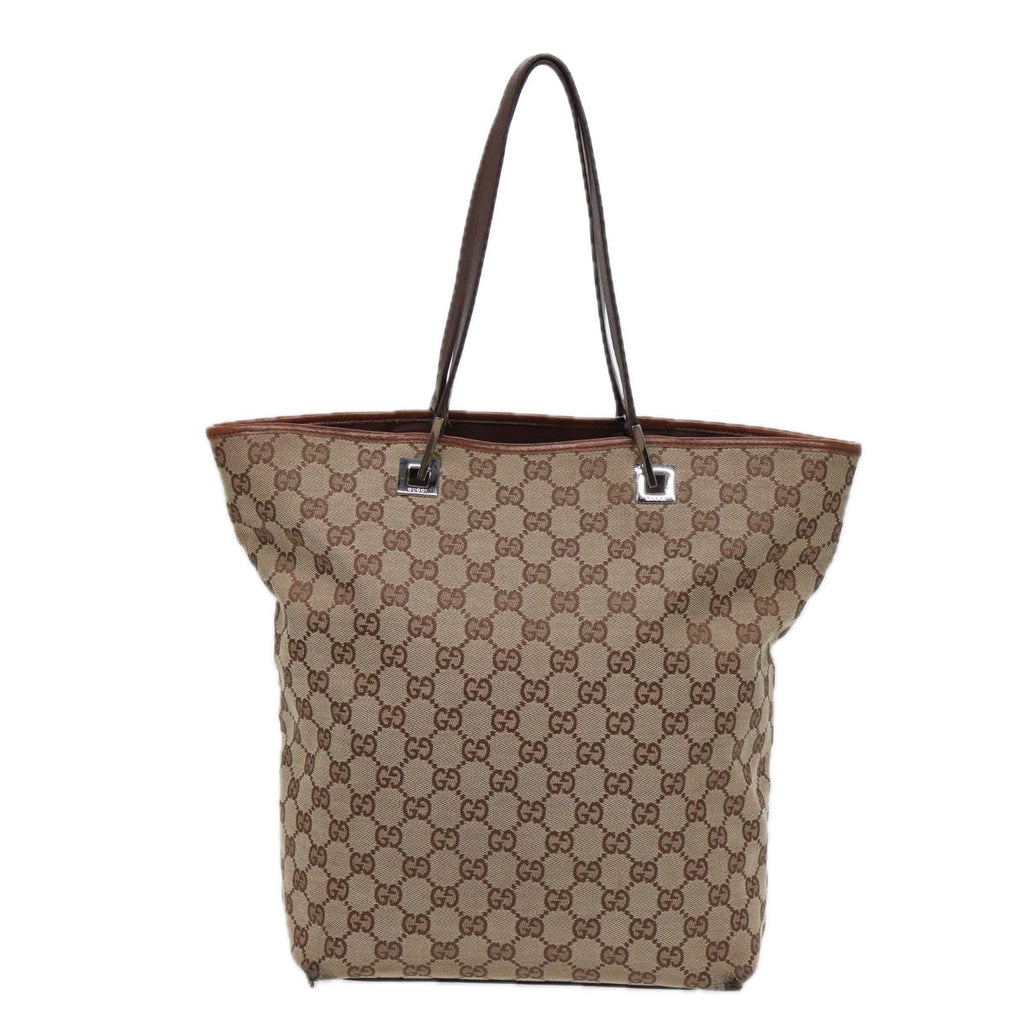 GUCCI GG Canvas Tote Bag Beige Silver 31243 88782