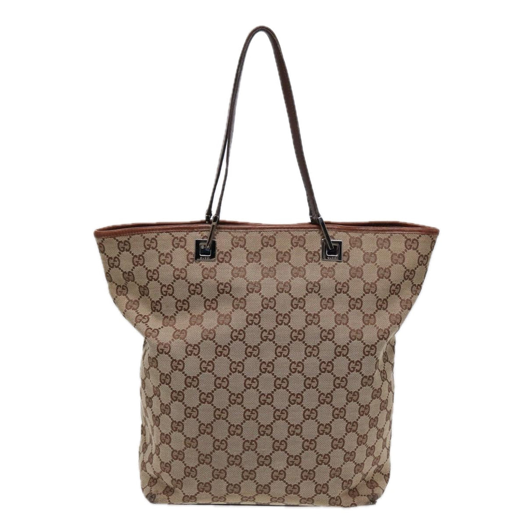GUCCI GG Canvas Tote Bag Beige Silver 31243 88782
