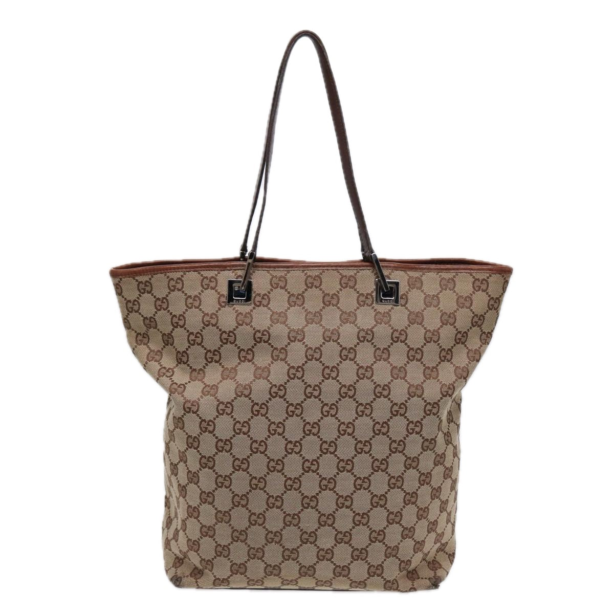GUCCI GG Canvas Tote Bag Beige Silver 31243 88782