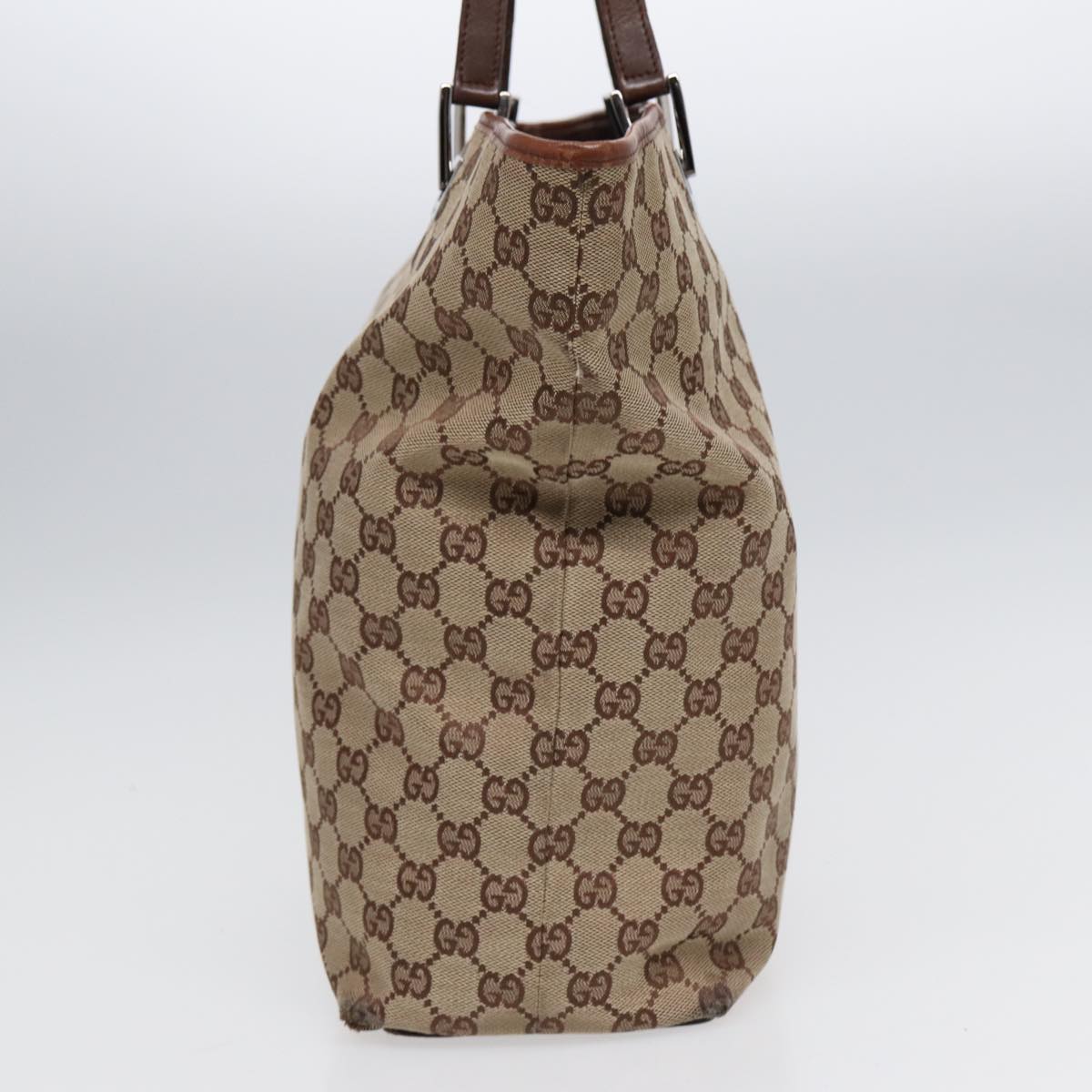 GUCCI GG Canvas Tote Bag Beige Silver 31243 88782