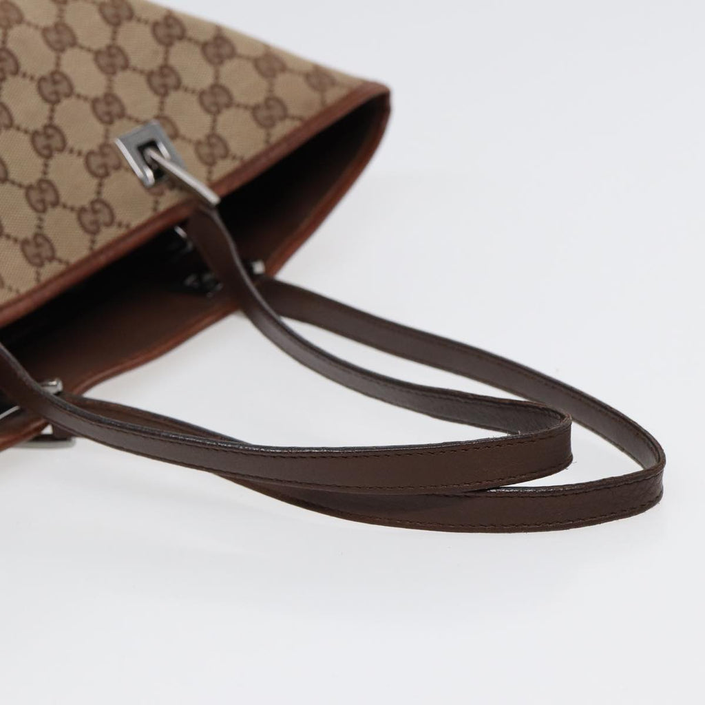 GUCCI GG Canvas Tote Bag Beige Silver 31243 88782