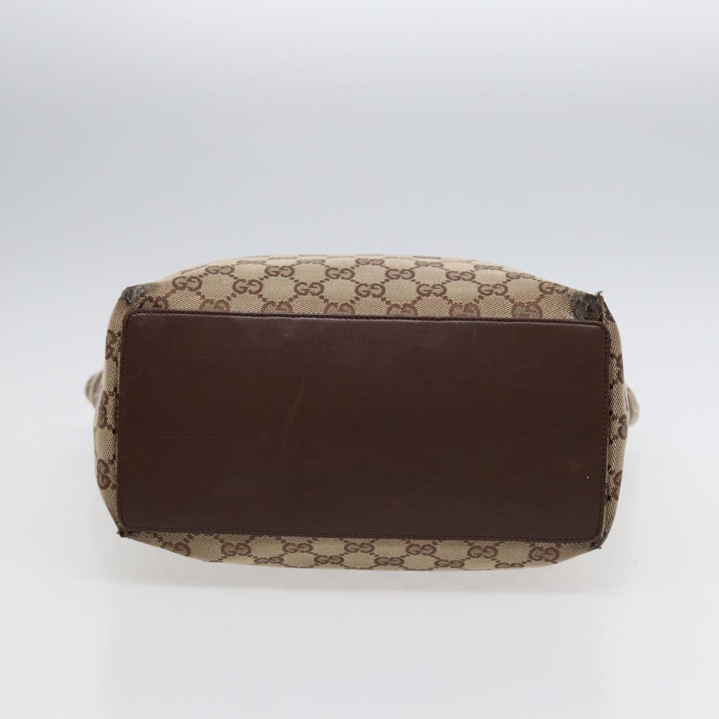 GUCCI GG Canvas Tote Bag Beige Silver 31243 88782