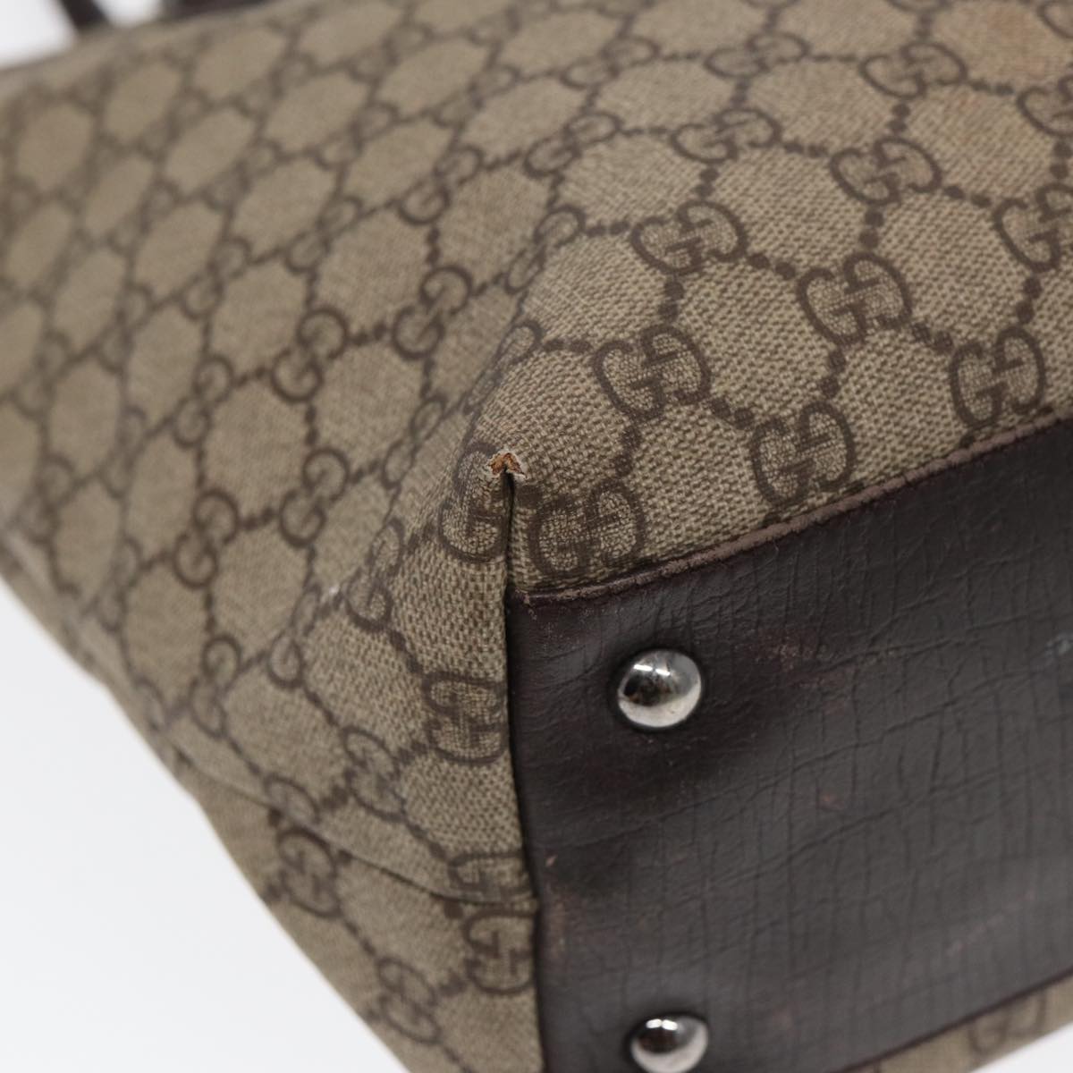 GUCCI GG Supreme Tote Bag Beige Silver 131220 88784