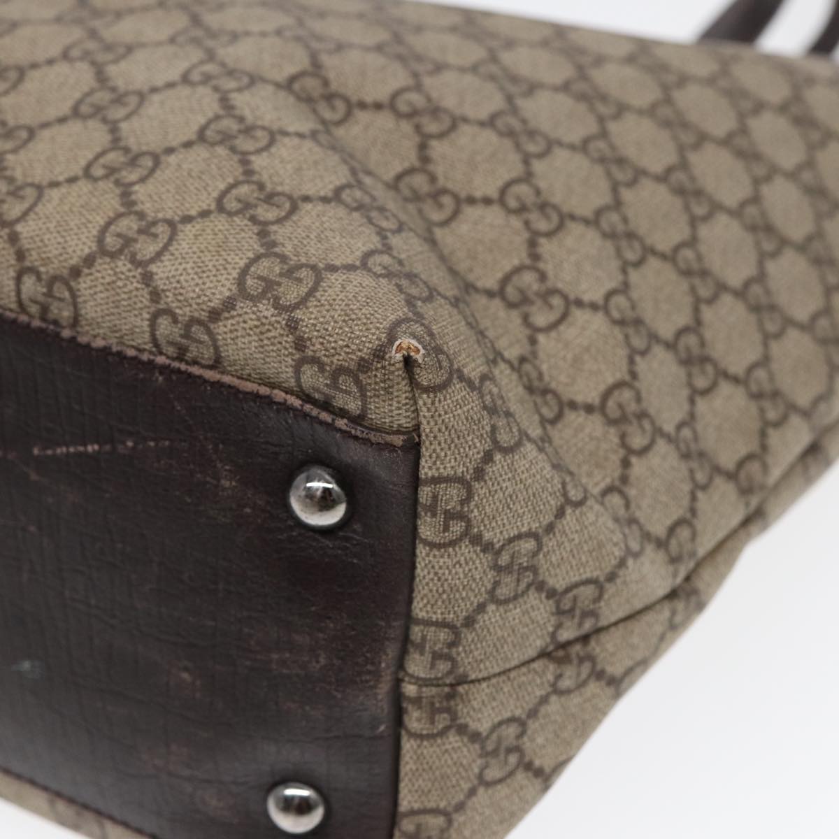 GUCCI GG Supreme Tote Bag Beige Silver 131220 88784