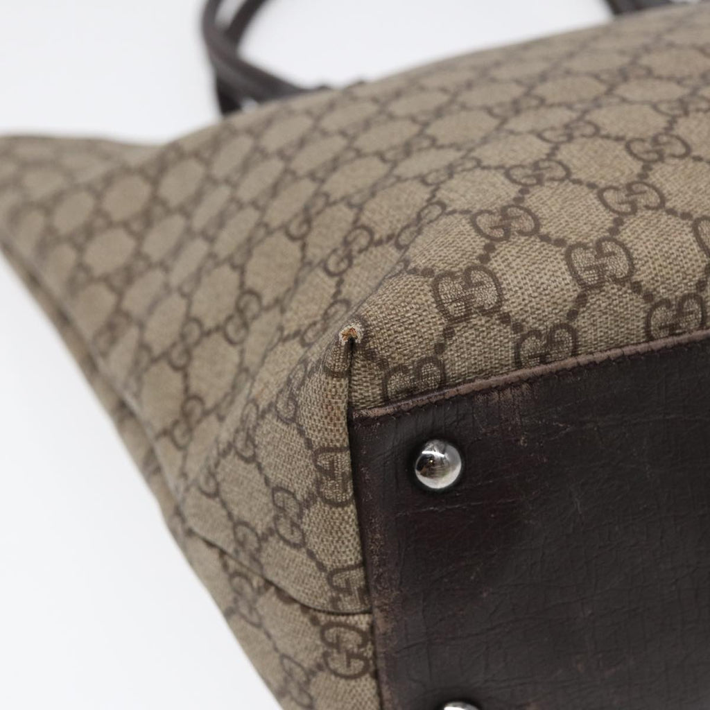 GUCCI GG Supreme Tote Bag Beige Silver 131220 88784