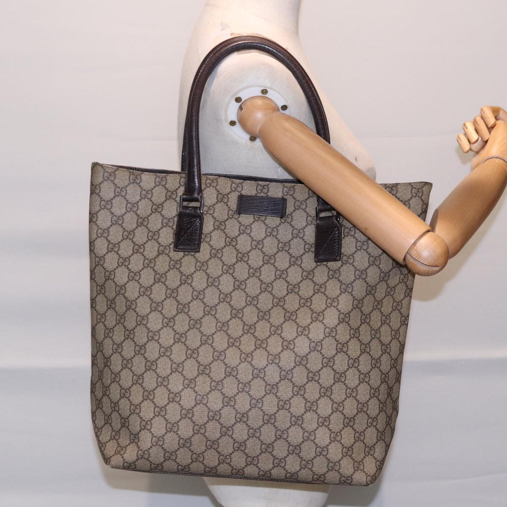 GUCCI GG Supreme Tote Bag Beige Silver 131220 88784