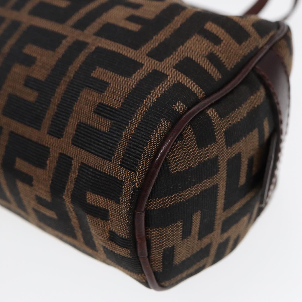 FENDI Zucca Canvas Hand Bag Brown Black Silver 88785