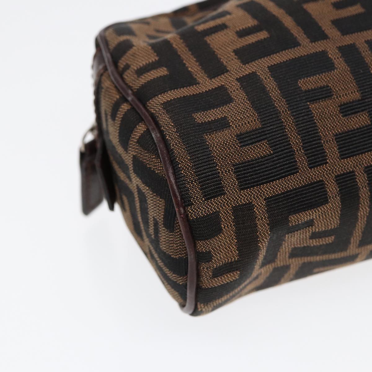 FENDI Zucca Canvas Hand Bag Brown Black Silver 88785