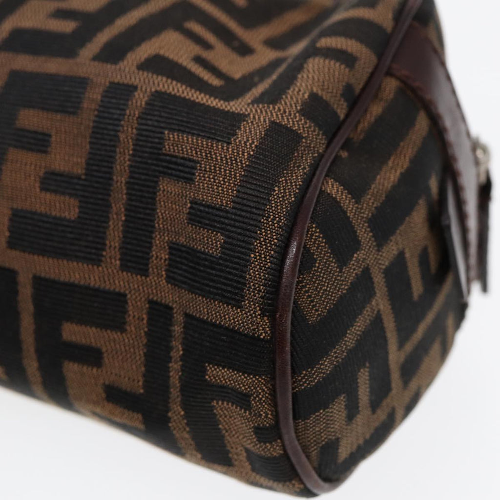FENDI Zucca Canvas Hand Bag Brown Black Silver 88785