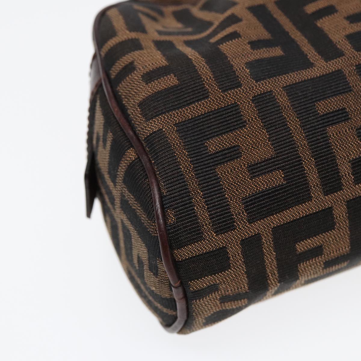 FENDI Zucca Canvas Hand Bag Brown Black Silver 88785