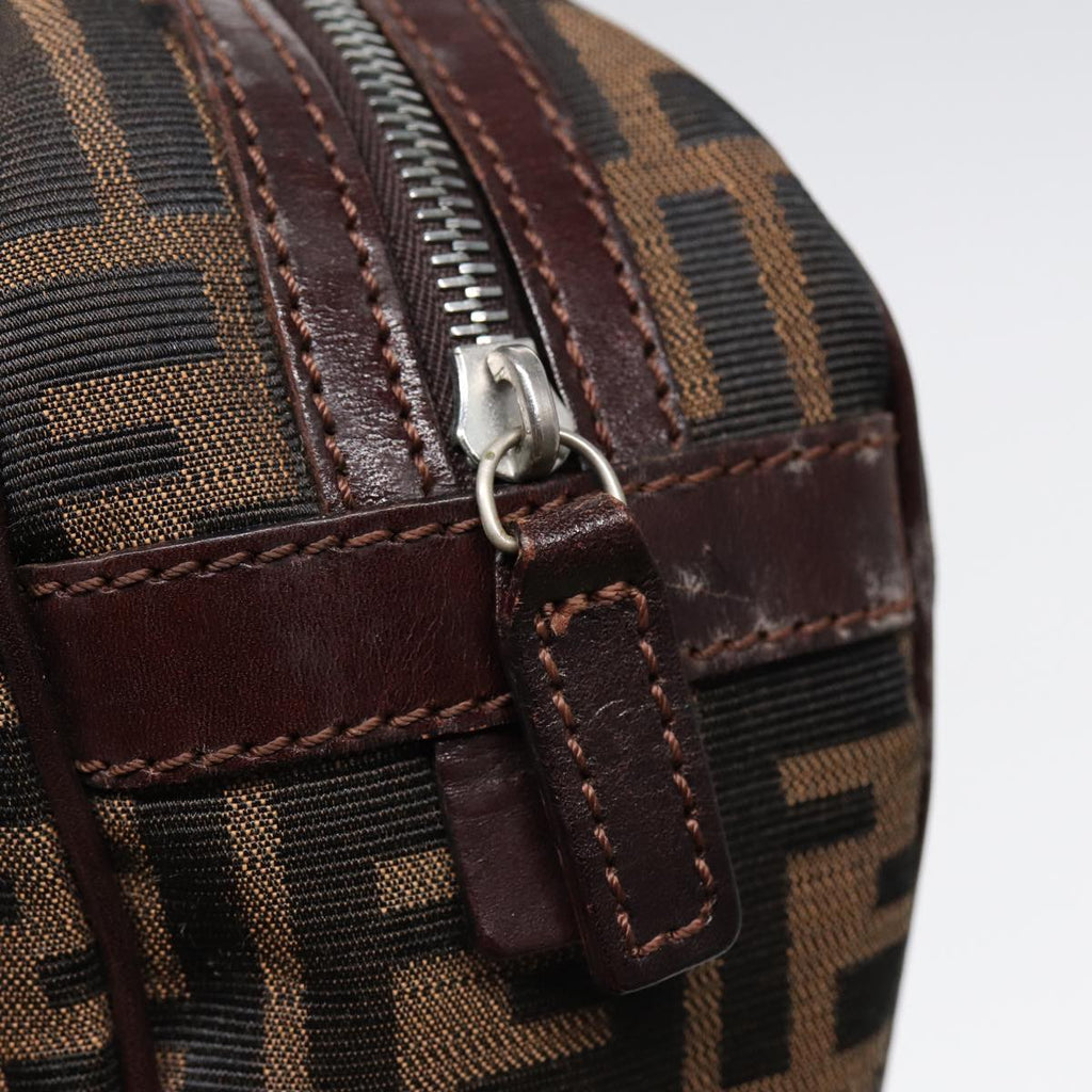 FENDI Zucca Canvas Hand Bag Brown Black Silver 88785