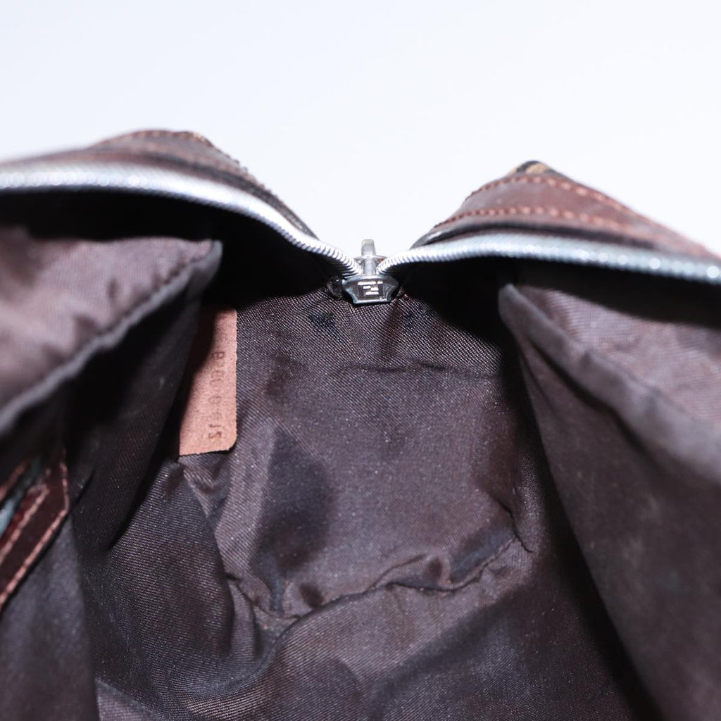 FENDI Zucca Canvas Hand Bag Brown Black Silver 88785