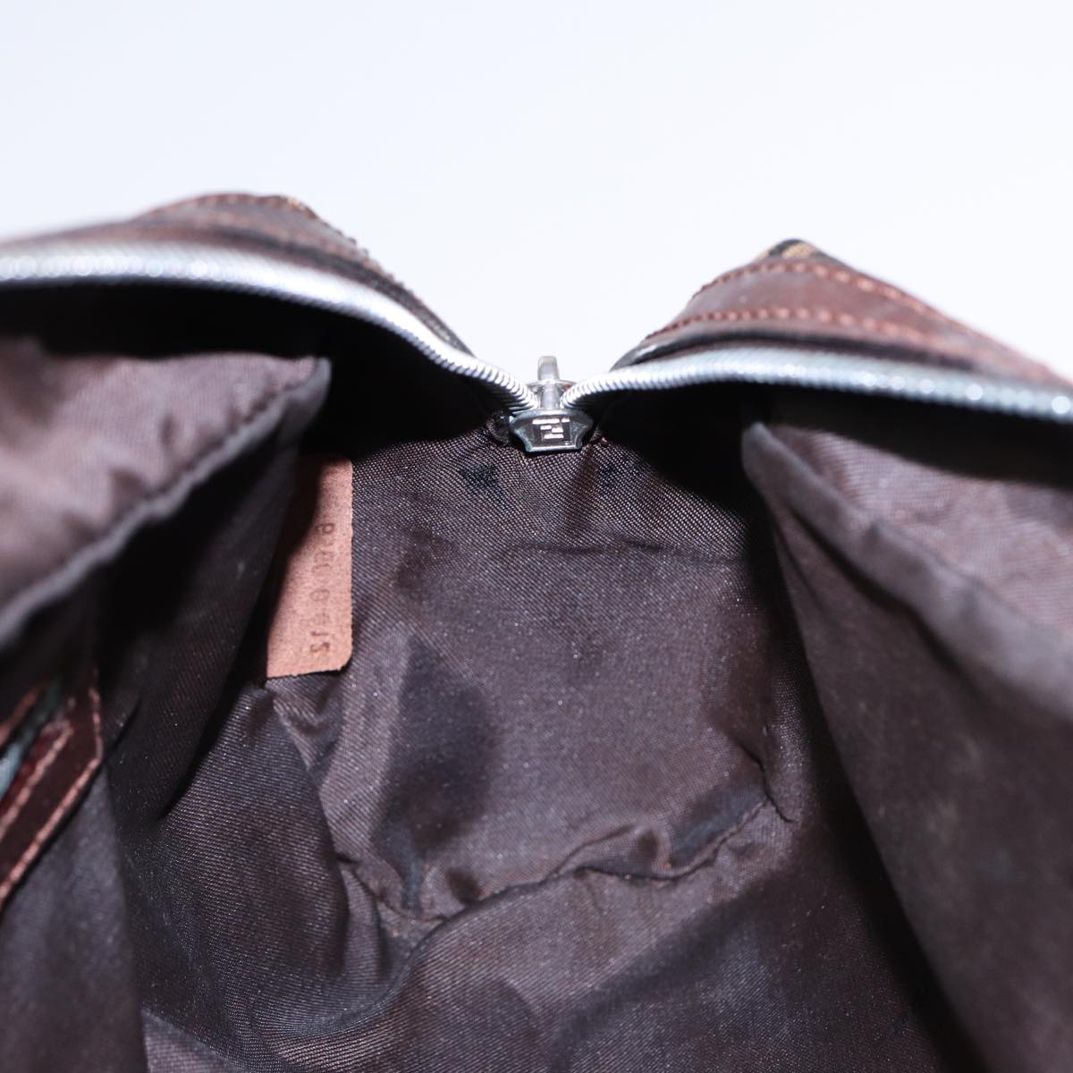 FENDI Zucca Canvas Hand Bag Brown Black Silver 88785