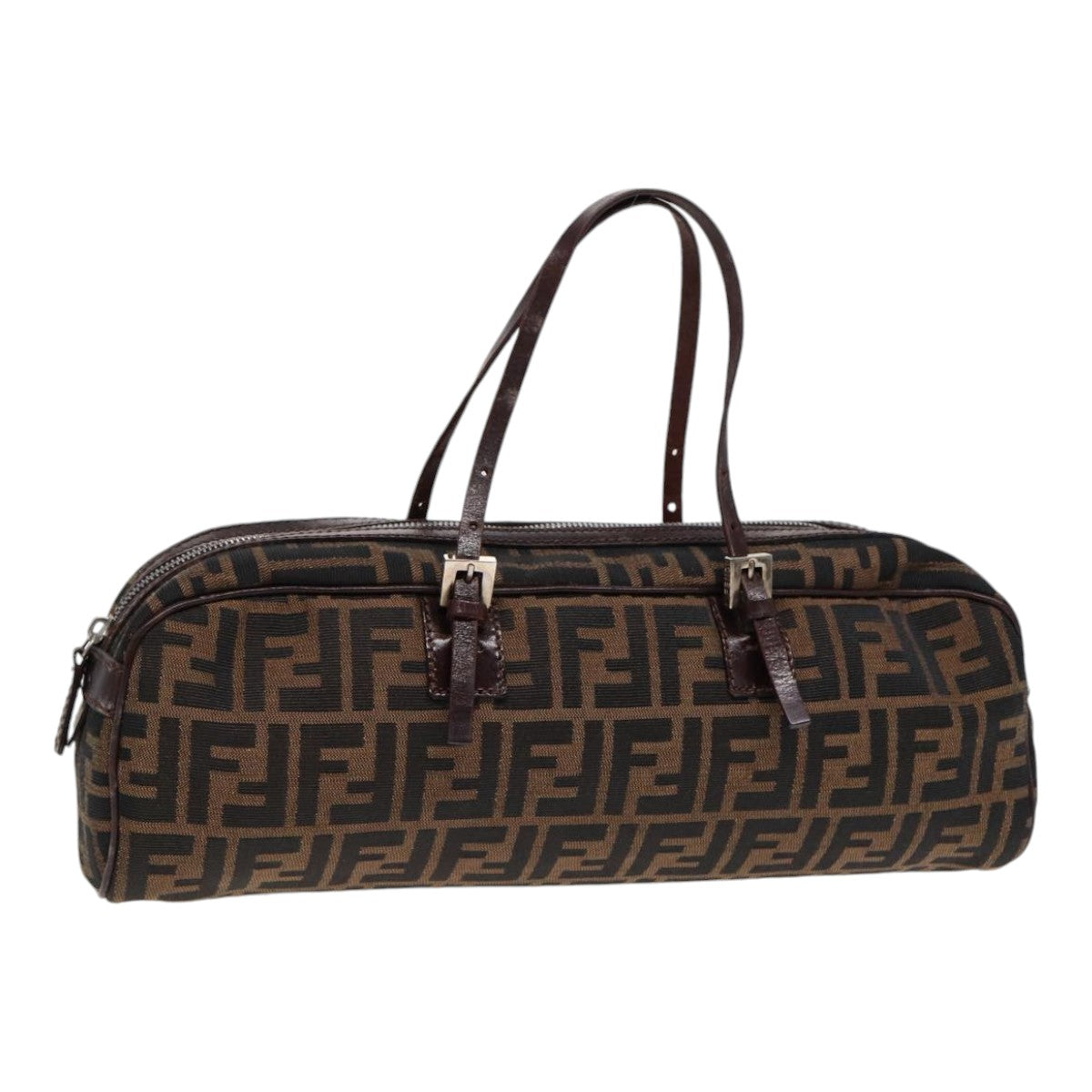 FENDI Zucca Canvas Hand Bag Brown Black Silver 88785
