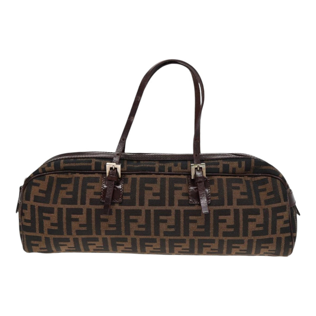 FENDI Zucca Canvas Hand Bag Brown Black Silver 88785