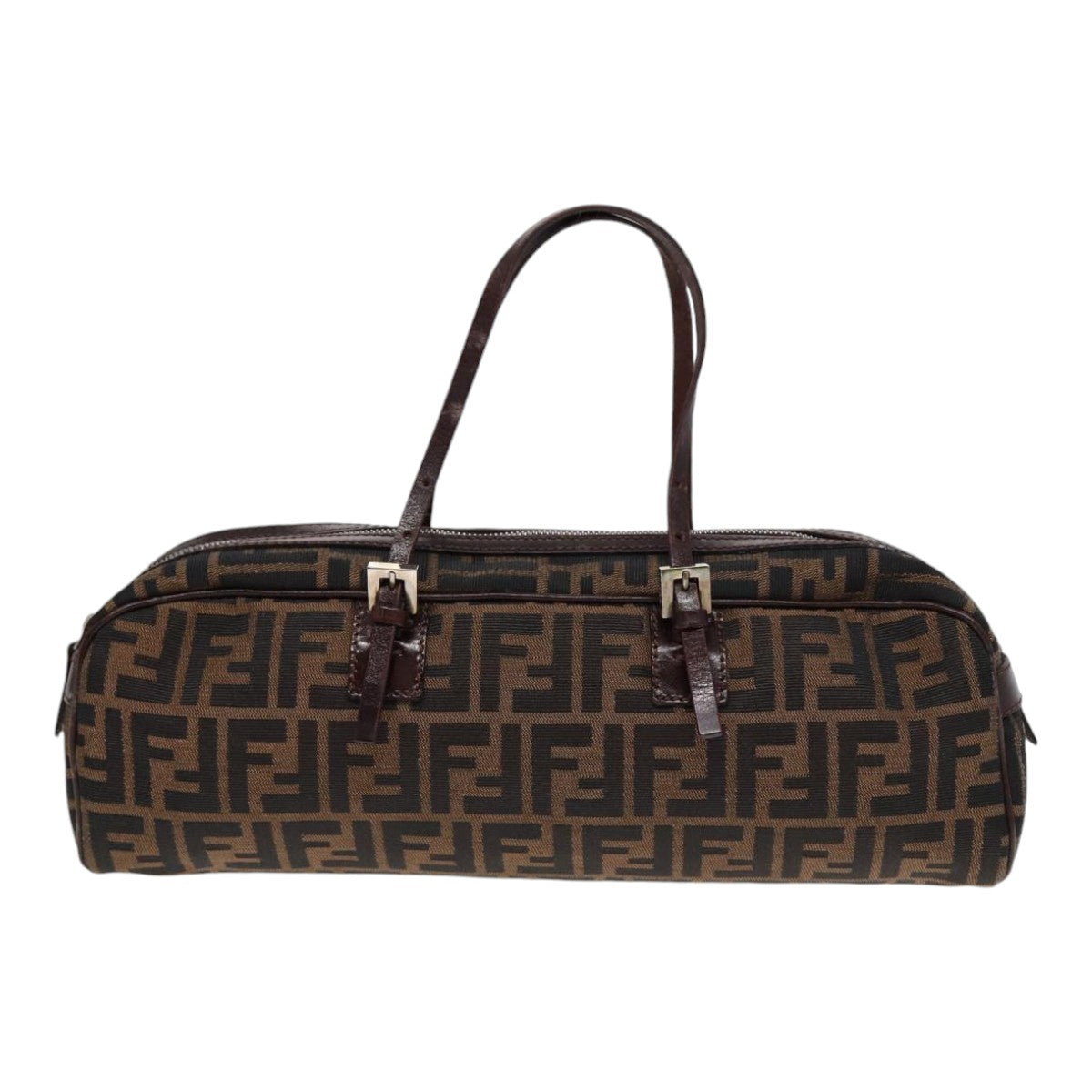 FENDI Zucca Canvas Hand Bag Brown Black Silver 88785