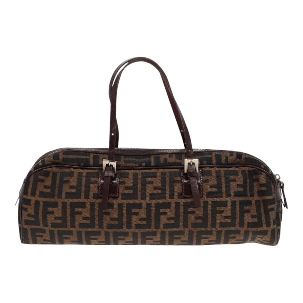 FENDI Zucca Canvas Hand Bag Brown Black Silver 88785
