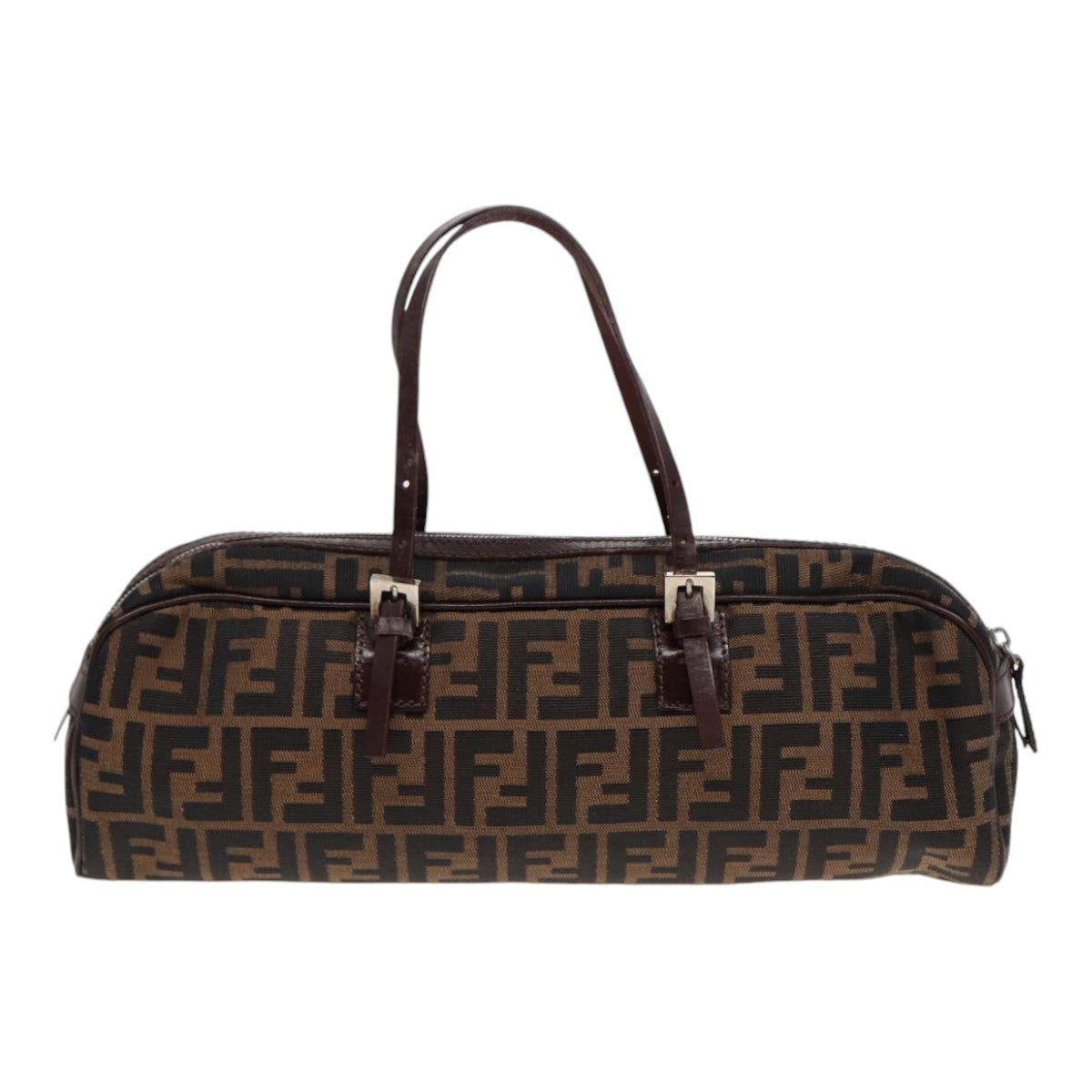 FENDI Zucca Canvas Hand Bag Brown Black Silver 88785