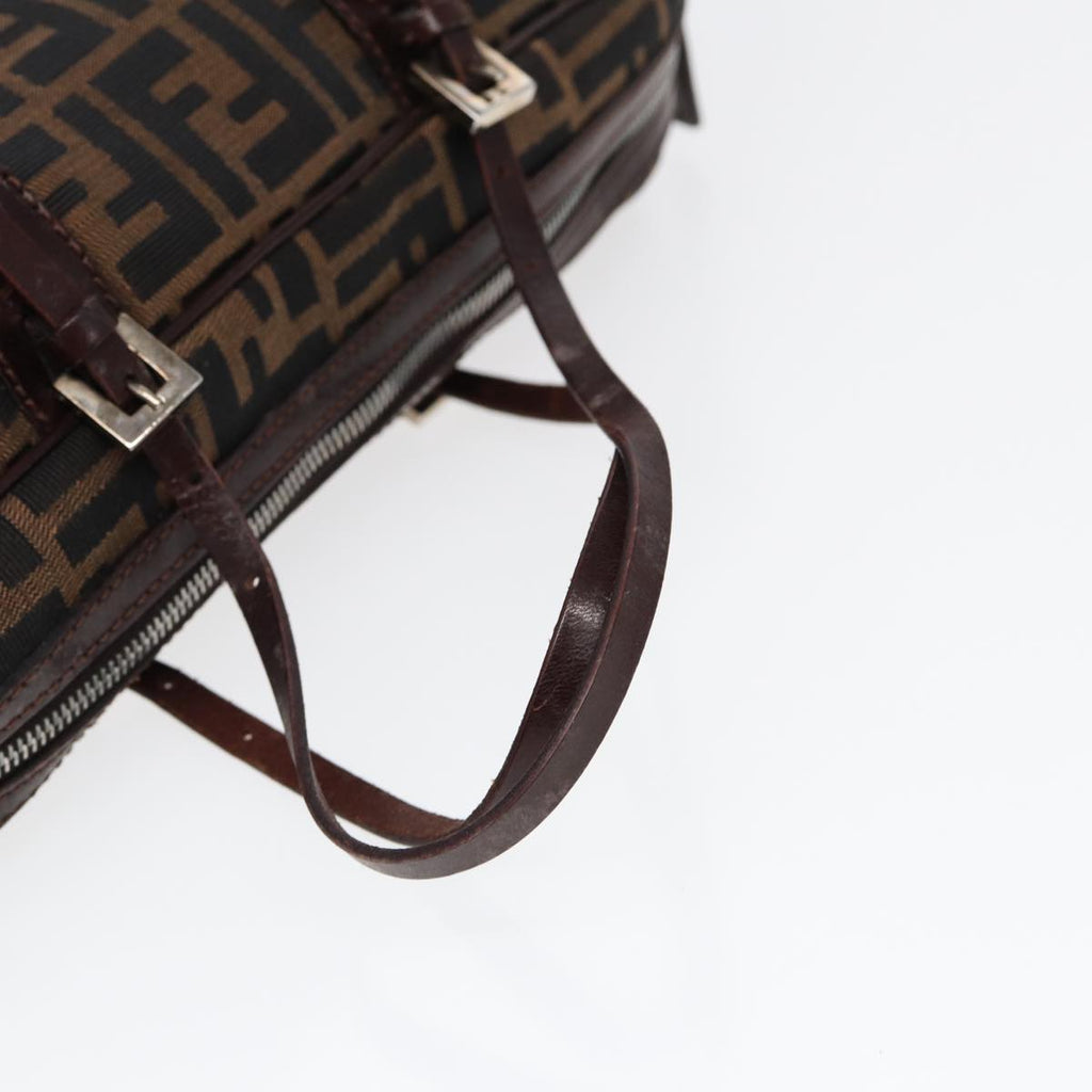 FENDI Zucca Canvas Hand Bag Brown Black Silver 88785