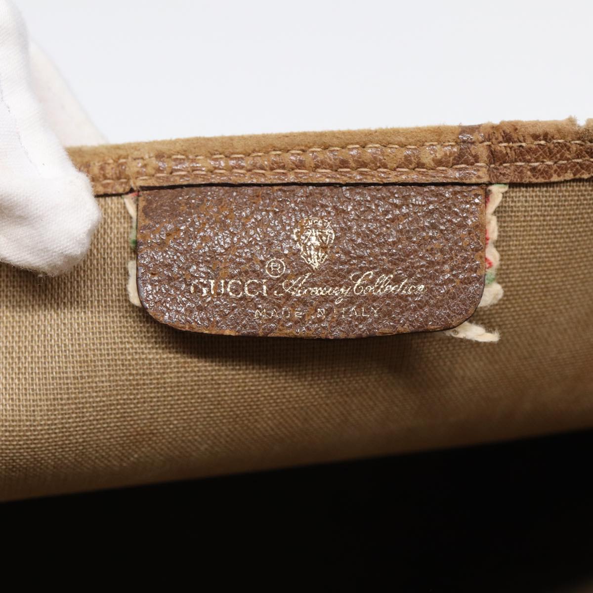 GUCCI GG Supreme Web Sherry Line Tote Bag PVC Leather Beige 39 02 003 88789