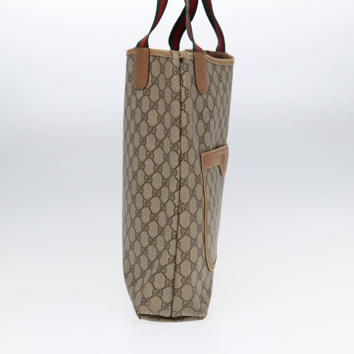 GUCCI GG Supreme Web Sherry Line Tote Bag PVC Leather Beige 39 02 003 88789