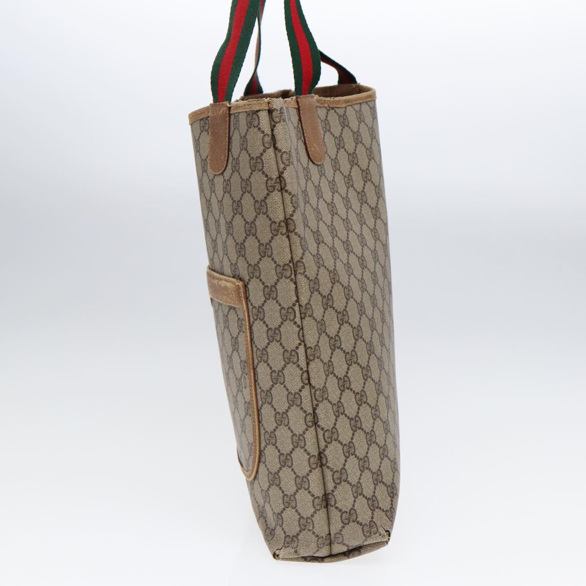 GUCCI GG Supreme Web Sherry Line Tote Bag PVC Leather Beige 39 02 003 88789