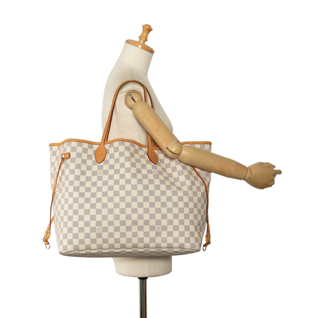 White Louis Vuitton Damier Azur Neverfull GM Tote Bag