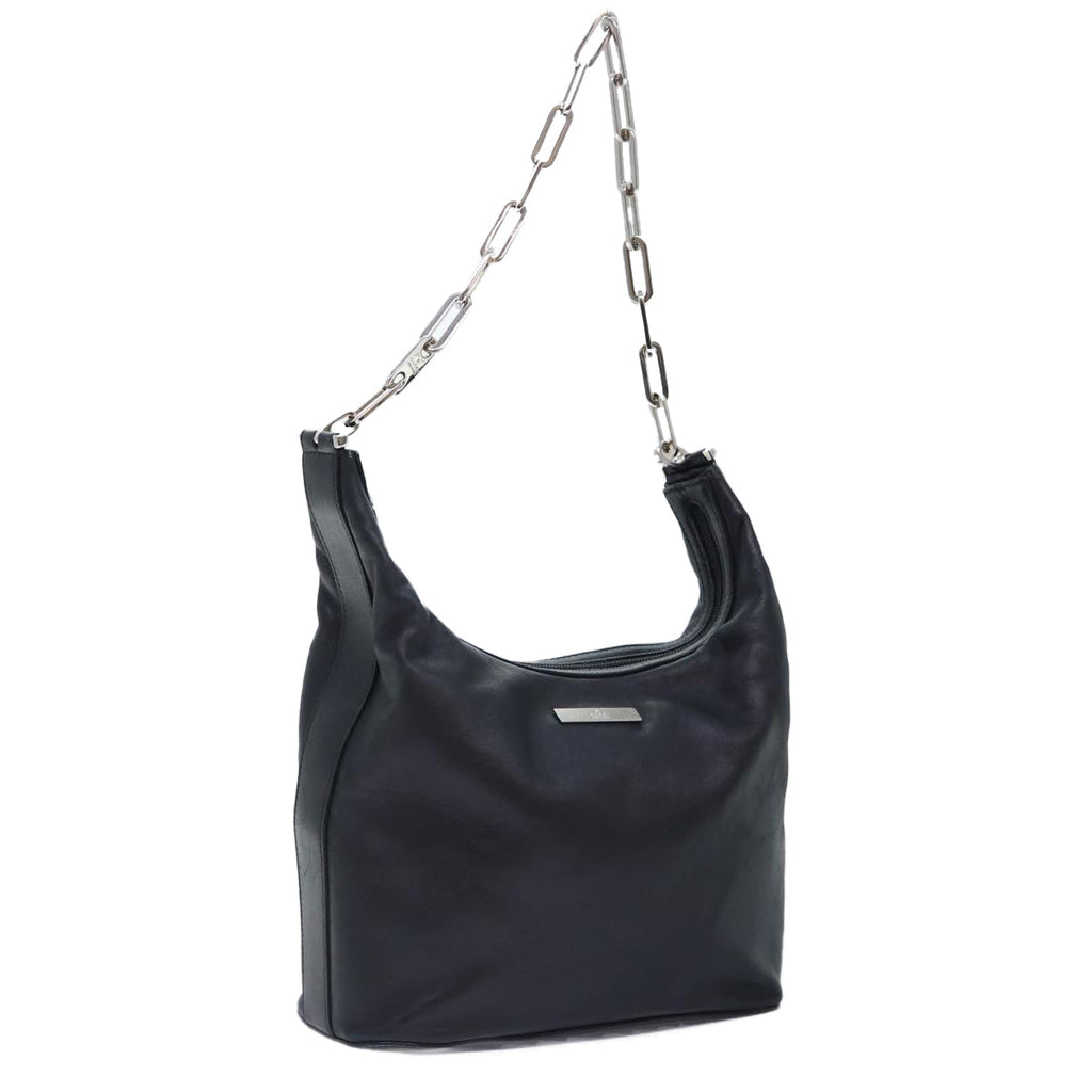GUCCI Chain Shoulder Bag Leather Black Silver 001 3874 2404 88805