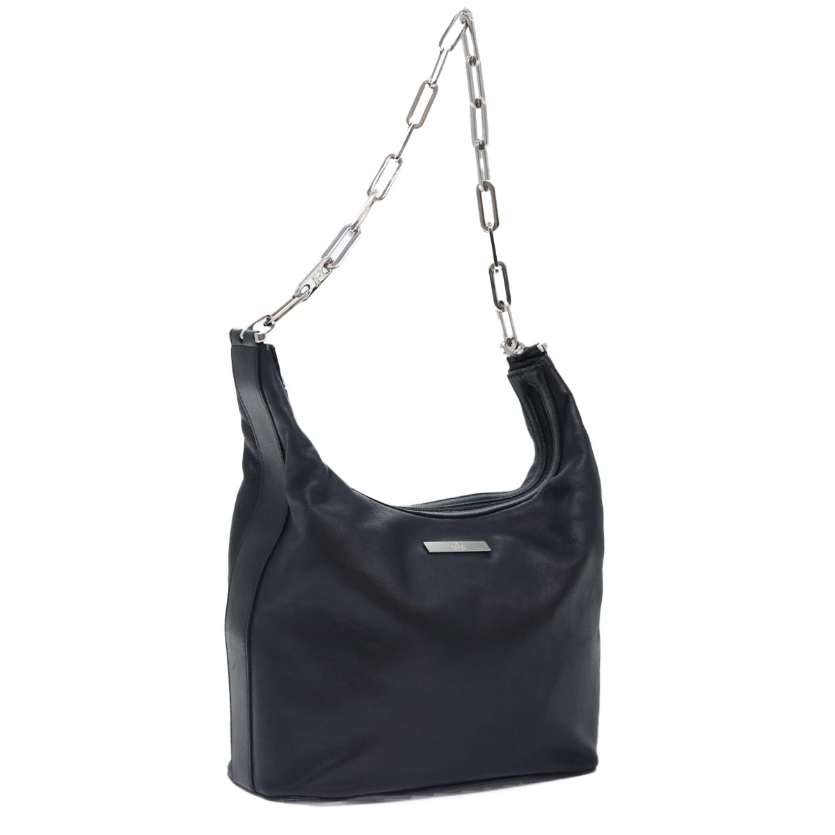 GUCCI Chain Shoulder Bag Leather Black Silver 001 3874 2404 88805
