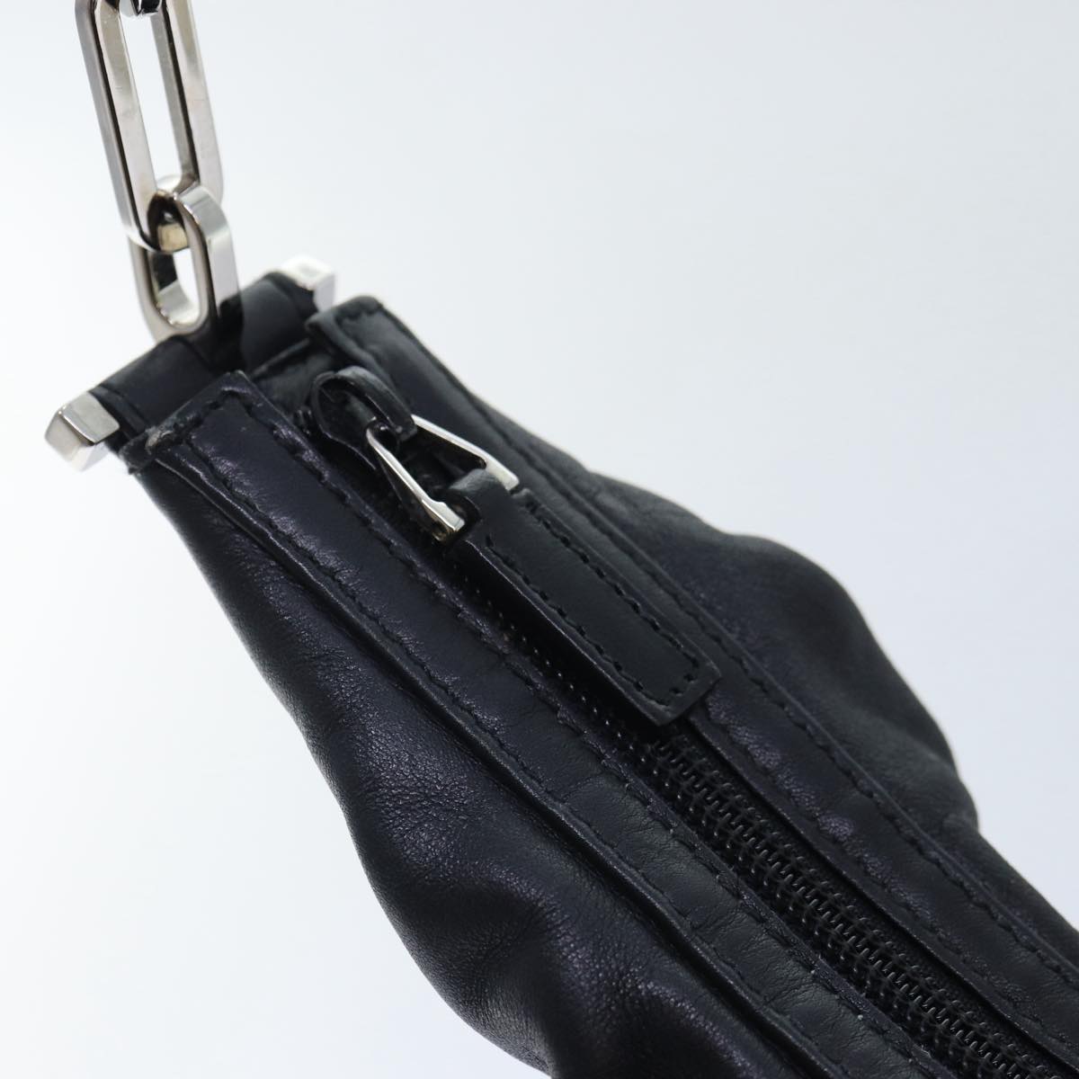 GUCCI Chain Shoulder Bag Leather Black Silver 001 3874 2404 88805