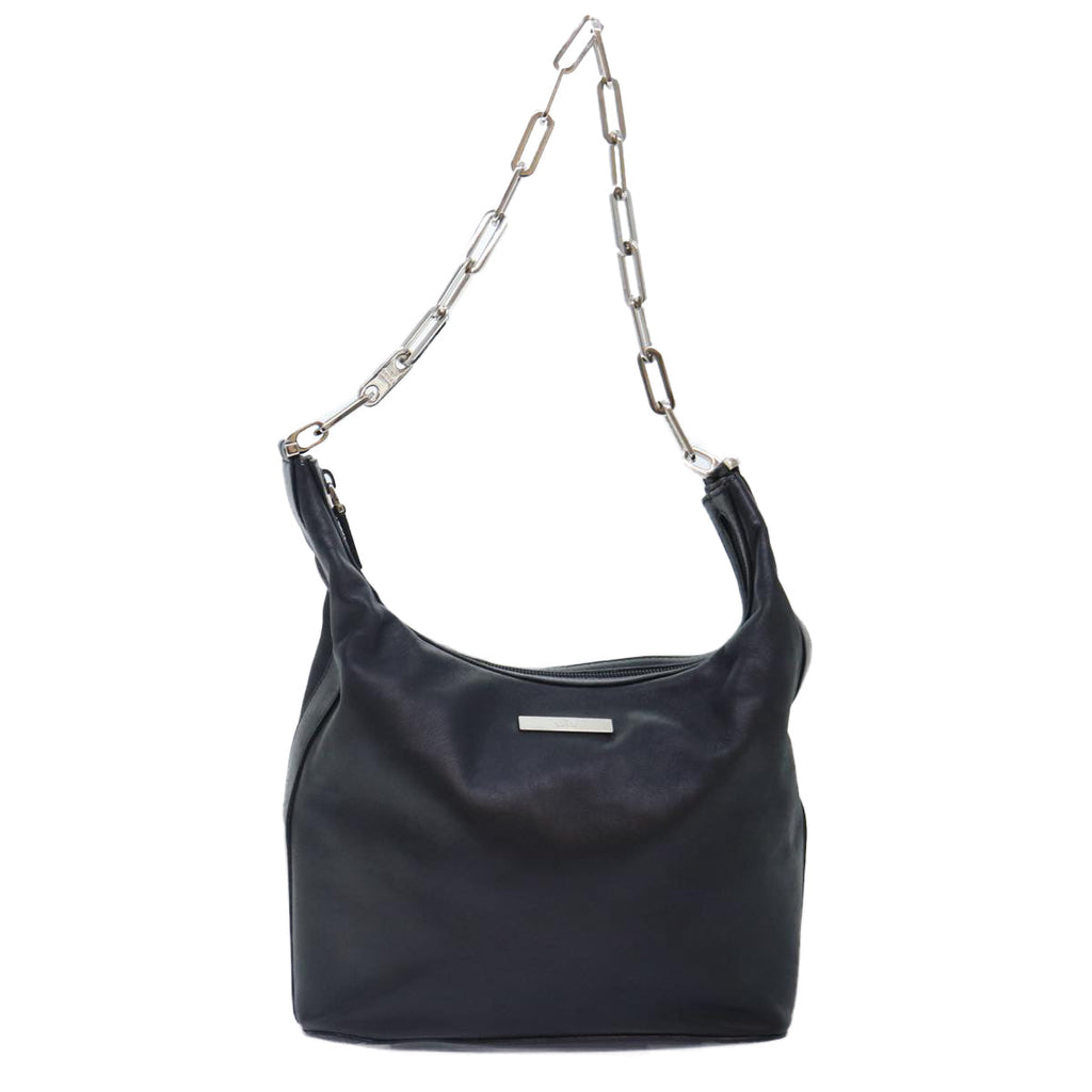 GUCCI Chain Shoulder Bag Leather Black Silver 001 3874 2404 88805