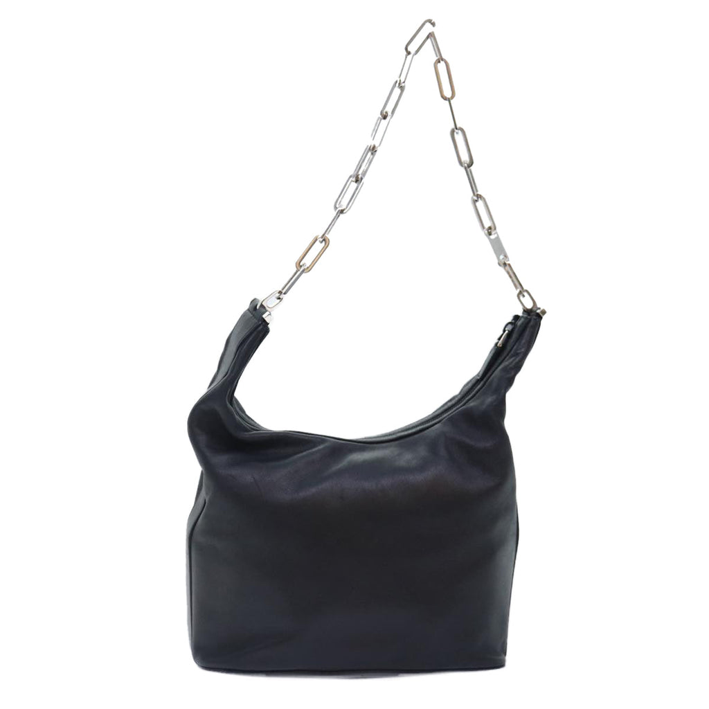 GUCCI Chain Shoulder Bag Leather Black Silver 001 3874 2404 88805