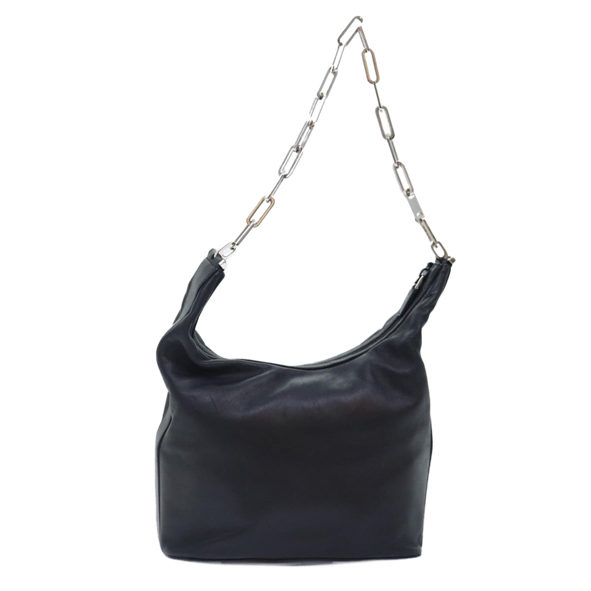 GUCCI Chain Shoulder Bag Leather Black Silver 001 3874 2404 88805
