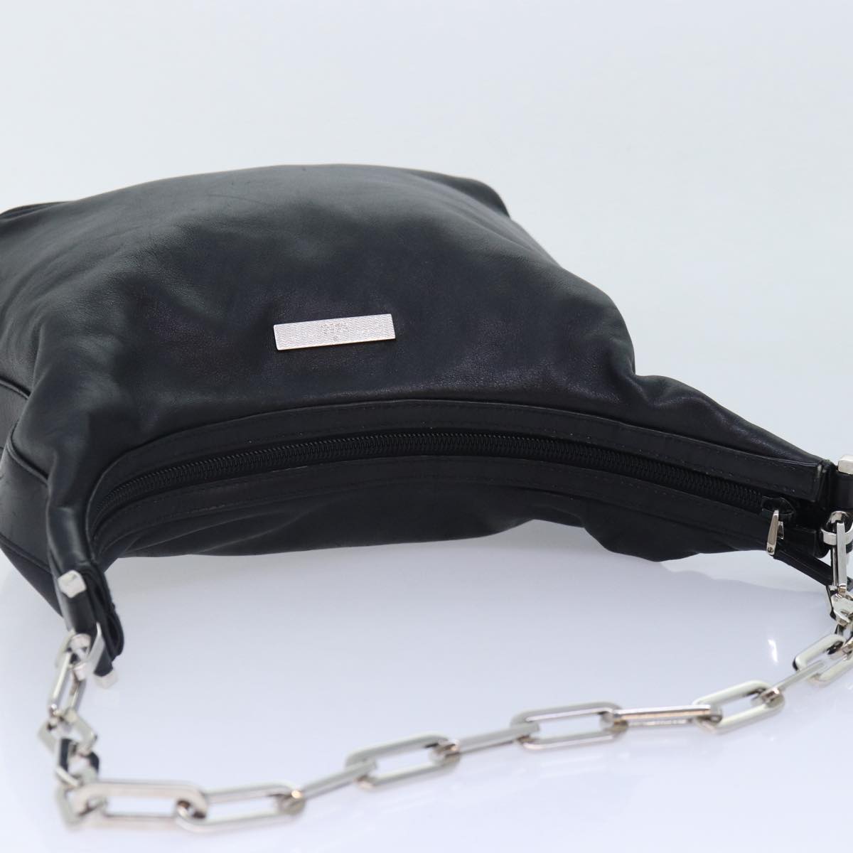 GUCCI Chain Shoulder Bag Leather Black Silver 001 3874 2404 88805