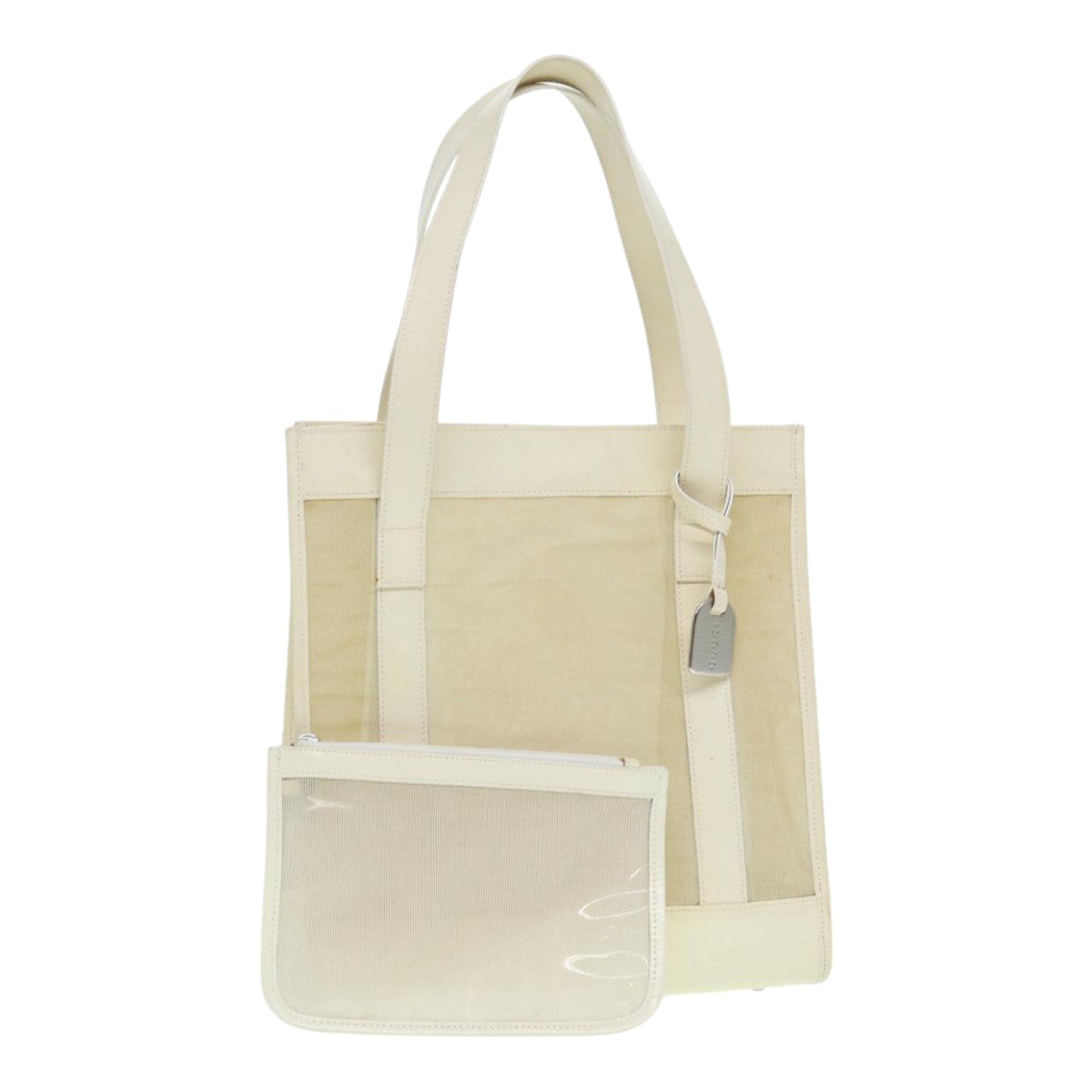 GUCCI Tote Bag Patent Leather Beige Silver 002 1705 0405 88806