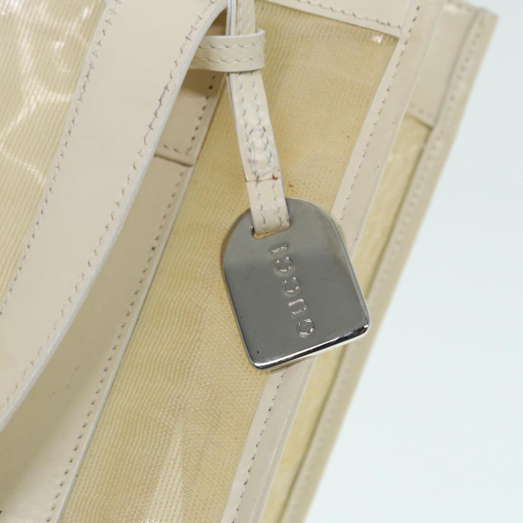 GUCCI Tote Bag Patent Leather Beige Silver 002 1705 0405 88806