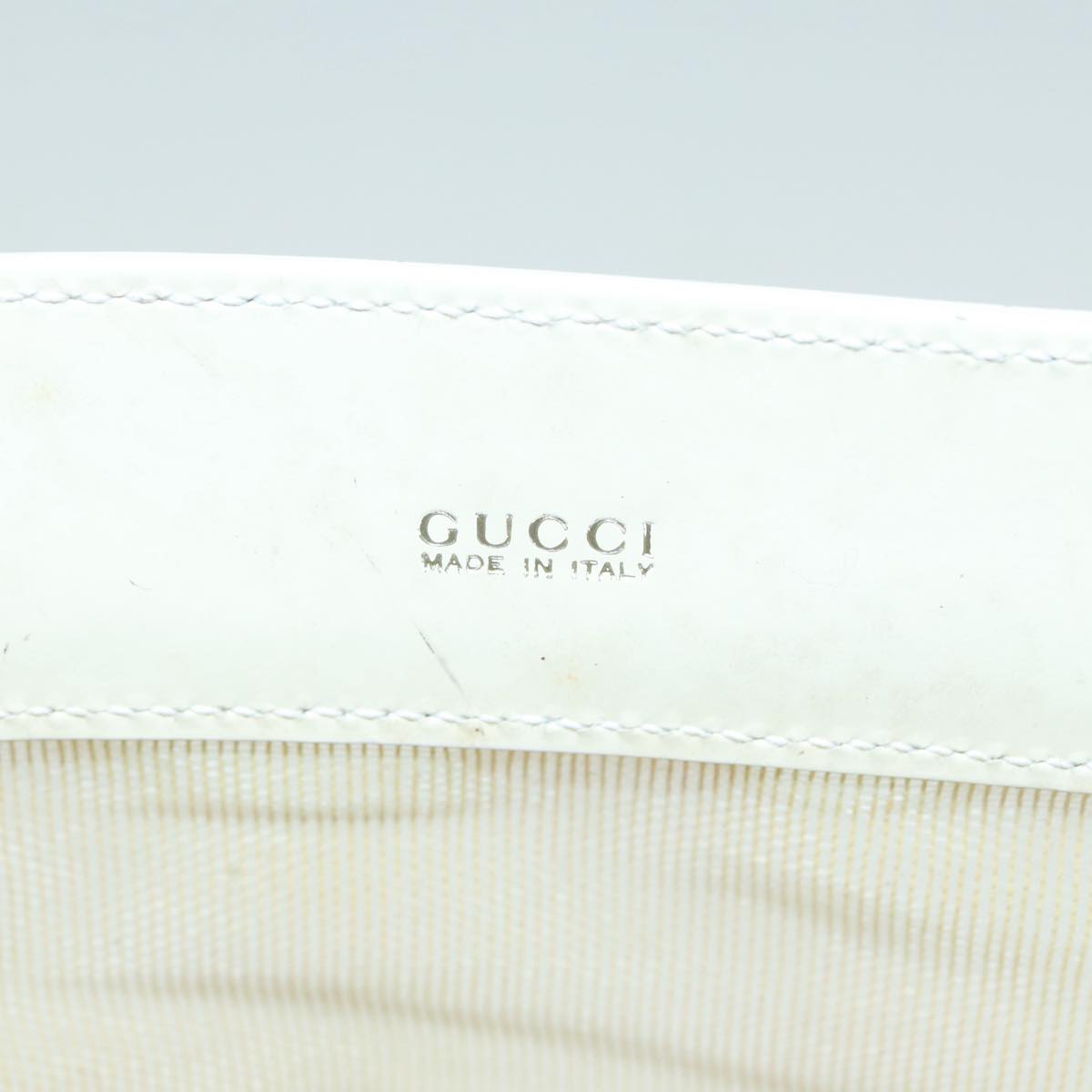 GUCCI Tote Bag Patent Leather Beige Silver 002 1705 0405 88806