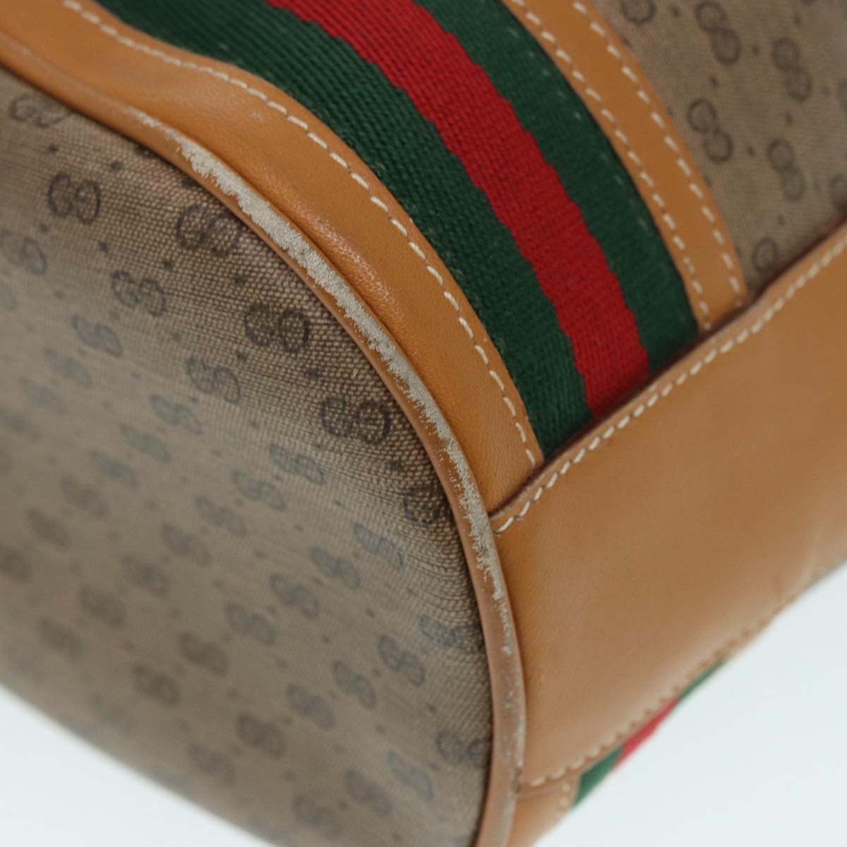 GUCCI Micro GG Supreme Web Sherry Line Shoulder Bag PVC Brown Gold 88809