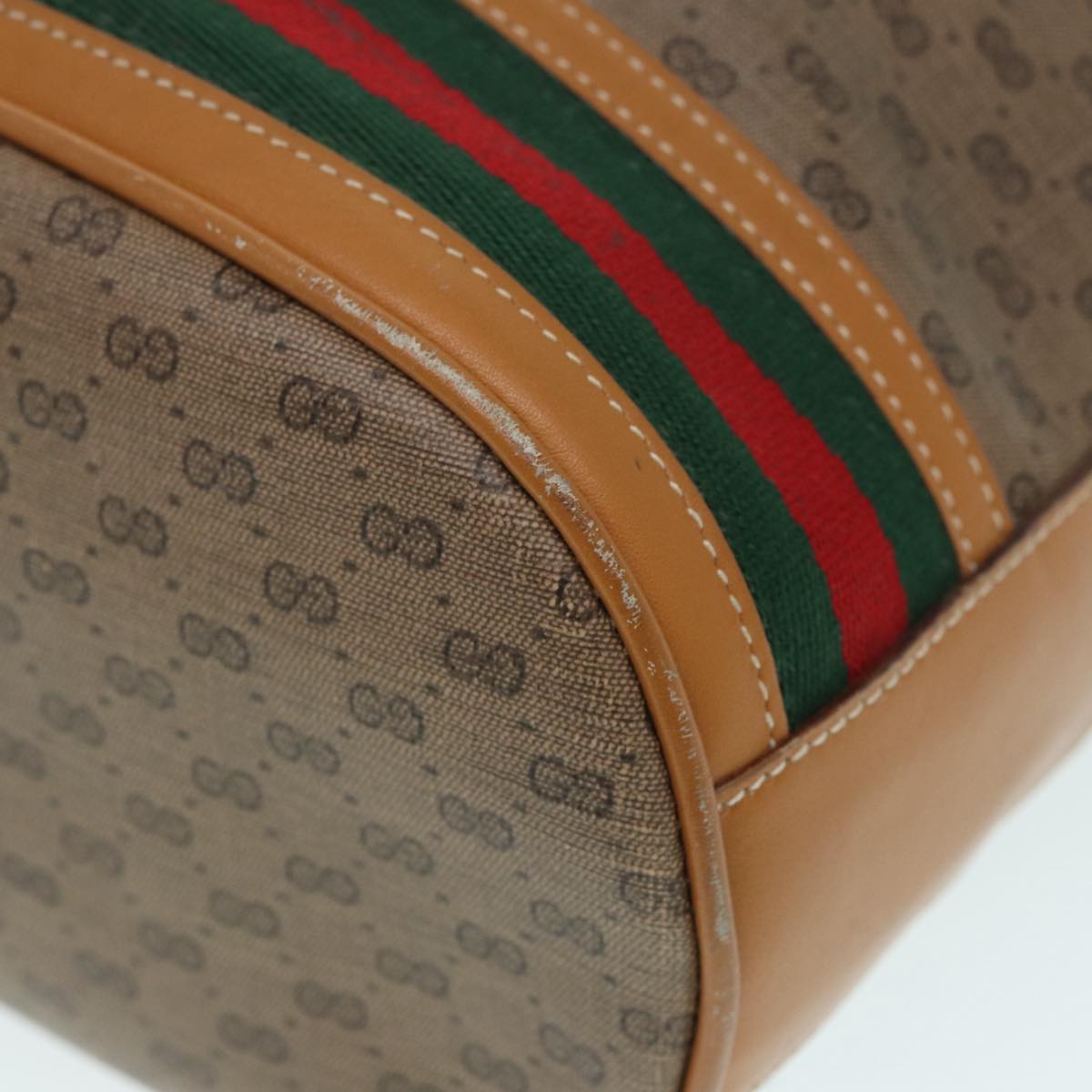 GUCCI Micro GG Supreme Web Sherry Line Shoulder Bag PVC Brown Gold 88809